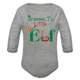 Grammie T's Little Elf Organic Long Sleeve Baby Bodysuit - heather gray
