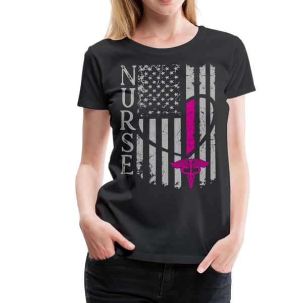 Nurse Flag Women’s Premium T-Shirt (CK1395) - black