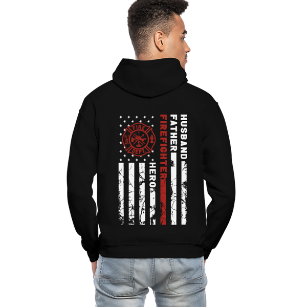 Husband Father Firefighter Hero Gildan Heavy Blend Adult Hoodie (CK3615) - black