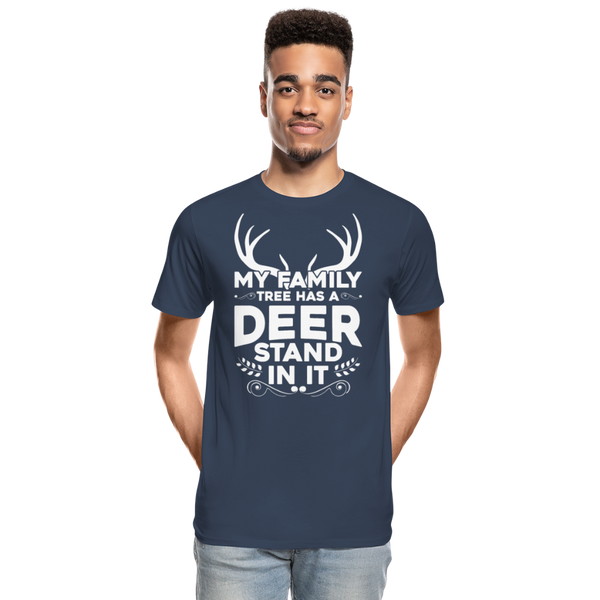 My Family Tree Has A Deer Stand In It Men’s Premium Organic T-Shirt (KS1027) - navy