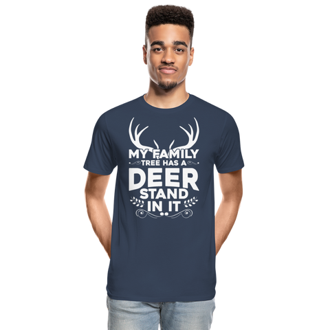 My Family Tree Has A Deer Stand In It Men’s Premium Organic T-Shirt (KS1027) - navy