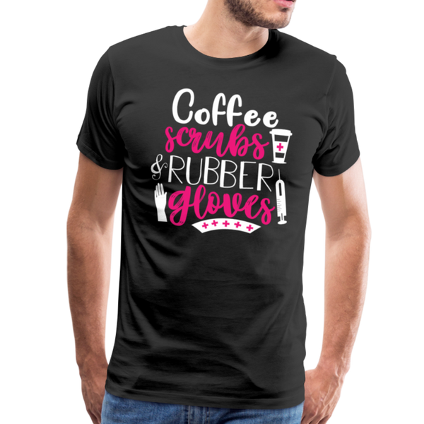 Coffee Scrubs and Rubber Gloves Men's Premium T-Shirt (CK1811) - black