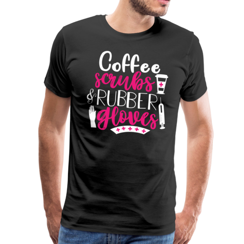 Coffee Scrubs and Rubber Gloves Men's Premium T-Shirt (CK1811) - black
