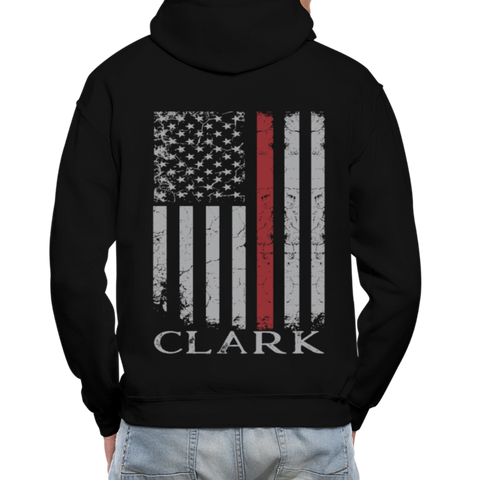 Clark Firefighter Flag Gildan Heavy Blend Adult Hoodie - black