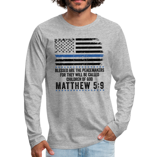 Matthew 5:9 Men's Premium Long Sleeve T-Shirt - heather gray
