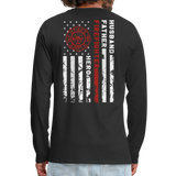 Husband Father Firefighter Hero Men's Premium Long Sleeve T-Shirt (CK3615) - black