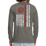 Husband Father Firefighter Hero Men's Premium Long Sleeve T-Shirt (CK3615) - asphalt gray