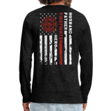 Husband Father Firefighter Hero Men's Premium Long Sleeve T-Shirt (CK3615) - charcoal gray