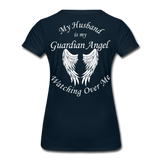 Husband Guardian Angel Women’s Premium T-Shirt (CK3555) - deep navy