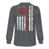 Husband Father Firefighter Hero Men's Long Sleeve T-Shirt (H) - charcoal