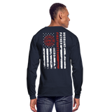 Husband Father Firefighter Hero Men's Long Sleeve T-Shirt (H) - navy