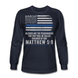Matthew 5:9 Men's Long Sleeve T-Shirt (H) - navy