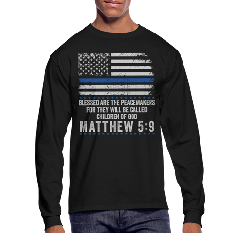 Matthew 5:9 Men's Long Sleeve T-Shirt (H) - black