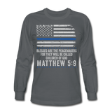 Matthew 5:9 Men's Long Sleeve T-Shirt (H) - charcoal