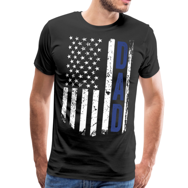Dad Blue American flag Men's Premium T-Shirt - black
