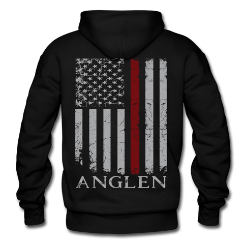 Anglen Firefighter Flag Gildan Heavy Blend Adult Hoodie - black