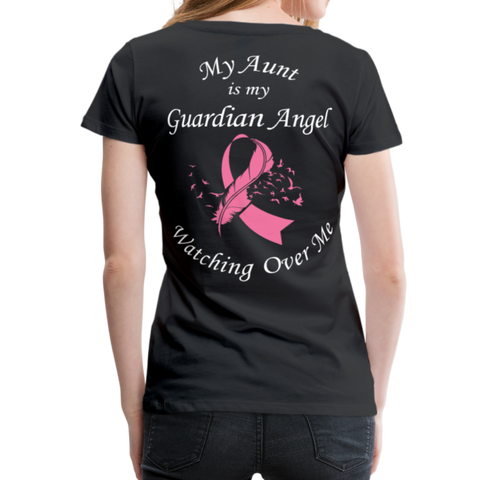 Aunt Guardian Angel Cancer Ribbon Women’s Premium T-Shirt - black