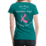 Aunt Guardian Angel Cancer Ribbon Women’s Premium T-Shirt - teal