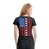 Covid 19 Survivor American Flag Women’s Premium T-Shirt - black