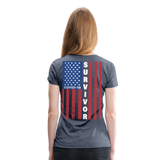 Covid 19 Survivor American Flag Women’s Premium T-Shirt - heather blue