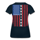 Covid 19 Survivor American Flag Women’s Premium T-Shirt - deep navy