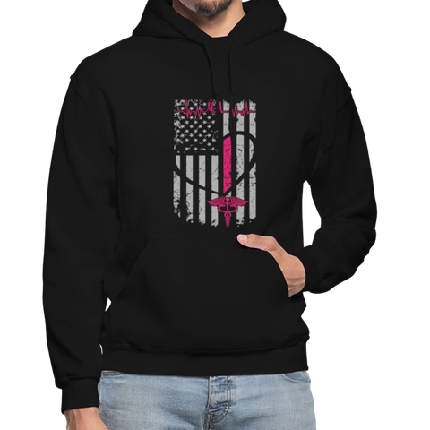Ma Nurse Flag Front Print Gildan Heavy Blend Adult Hoodie - black