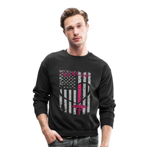 Ma Nurse Flag Crewneck Sweatshirt - black