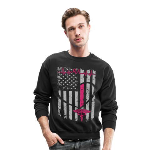 MA Nurse Flag Crewneck Sweatshirt - black