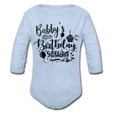 Babby's Birthday Squad Organic Long Sleeve Baby Bodysuit - sky