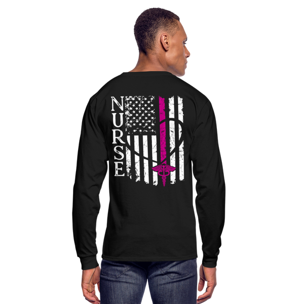 Nurse Flag Men's Long Sleeve T-Shirt (CK1674) - black