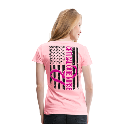 Critical Care Nurse Flag Women’s Premium T-Shirt (CK1837) - pink