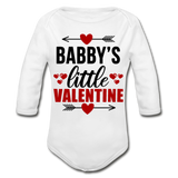 Babbys Little Valentine Organic Long Sleeve Baby Bodysuit - white