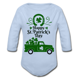 Happy St. Patrick's Day Organic Long Sleeve Baby Bodysuit - sky