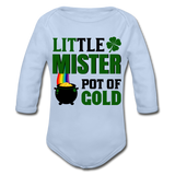 Little Mister Pot of Gold Organic Long Sleeve Baby Bodysuit - sky