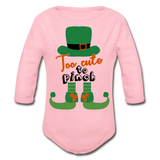Too Cute To Pinch Organic Long Sleeve Baby Bodysuit - light pink