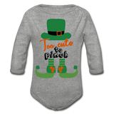 Too Cute To Pinch Organic Long Sleeve Baby Bodysuit - heather gray