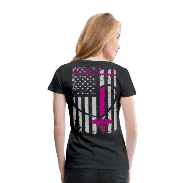 RN Nurse Flag Women’s Premium T- Shirt (CK1295) - black