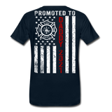 Firefighter Promoted to Daddy 2021 Flag Men's Premium T-Shirt - deep navy
