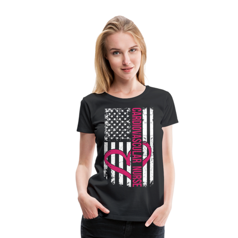Cardiovascular Nurse Flag Women’s Premium T-Shirt (CK1562) - black