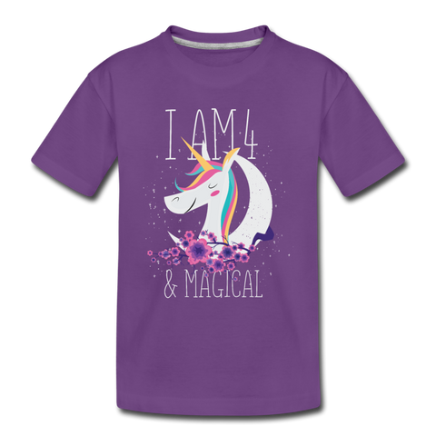 I am 4 and Magical Kids' Premium T-Shirt - purple