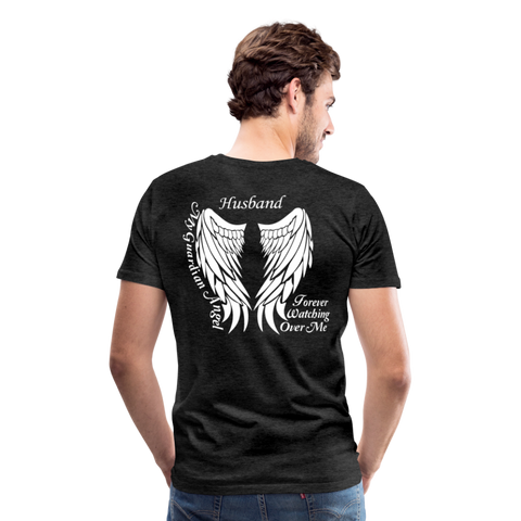 Husband My Guardian Angel Men's Premium T-Shirt (CK1607) - charcoal gray