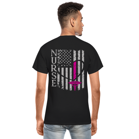 Nurse Flag Gildan Ultra Cotton Adult T-Shirt (CK1213)++ - black