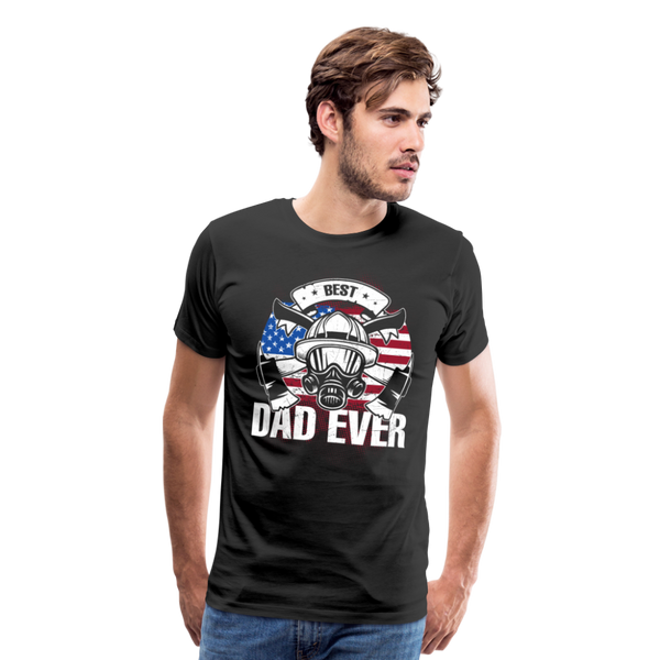 Best Dad Ever Firefighter Dad Men's Premium T-Shirt (CK3585) - black