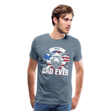Best Dad Ever Firefighter Dad Men's Premium T-Shirt (CK3585) - steel blue