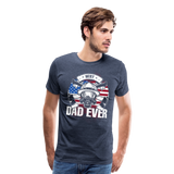 Best Dad Ever Firefighter Dad Men's Premium T-Shirt (CK3585) - heather blue
