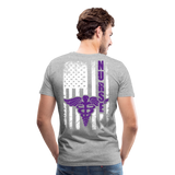 Nurse Flag Purple Men's Premium T-Shirt (CK1808) D - heather gray