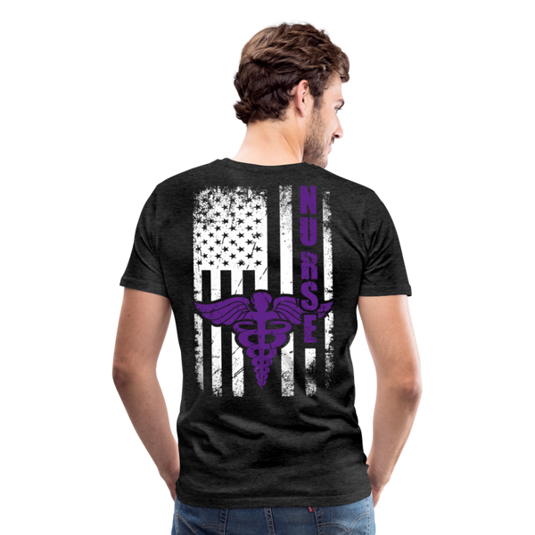 Nurse Flag Purple Men's Premium T-Shirt (CK1808) D - charcoal gray