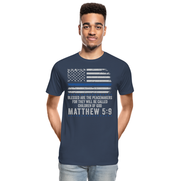 Matthew 5:9 Men’s Premium Organic T-Shirt (CK1843) - navy