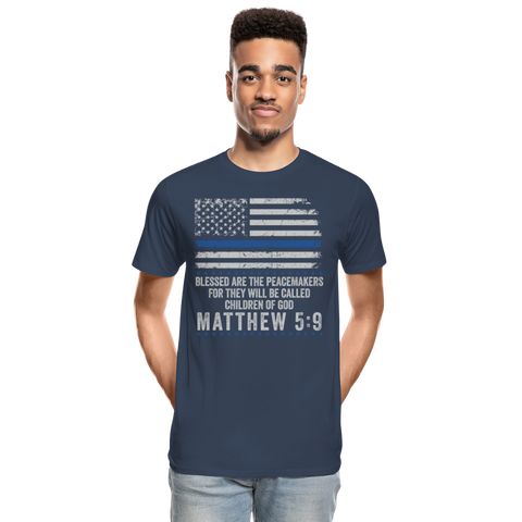 Matthew 5:9 Men’s Premium Organic T-Shirt (CK1843) - navy