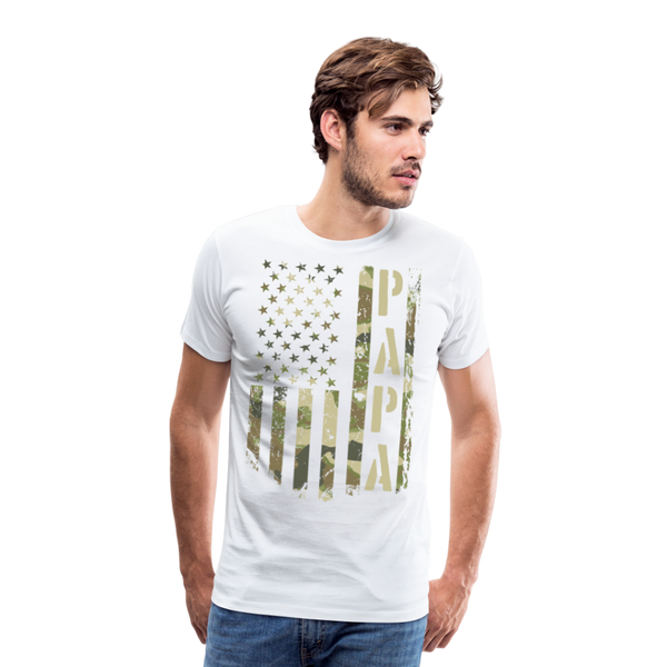 Papa Camo American Flag Men's Premium T-Shirt - white